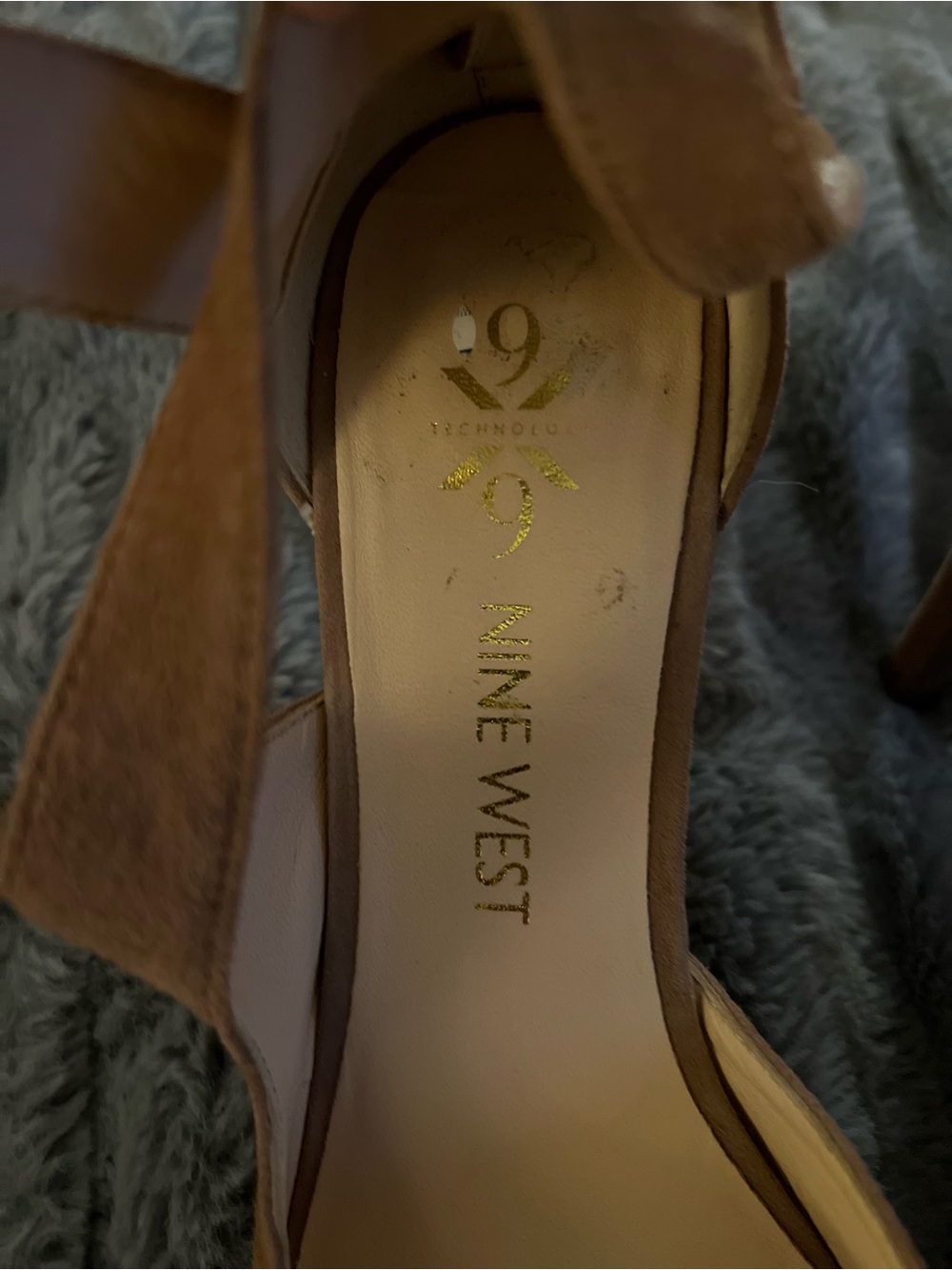 Nine West Tan Suede Ankle-Strap Heels